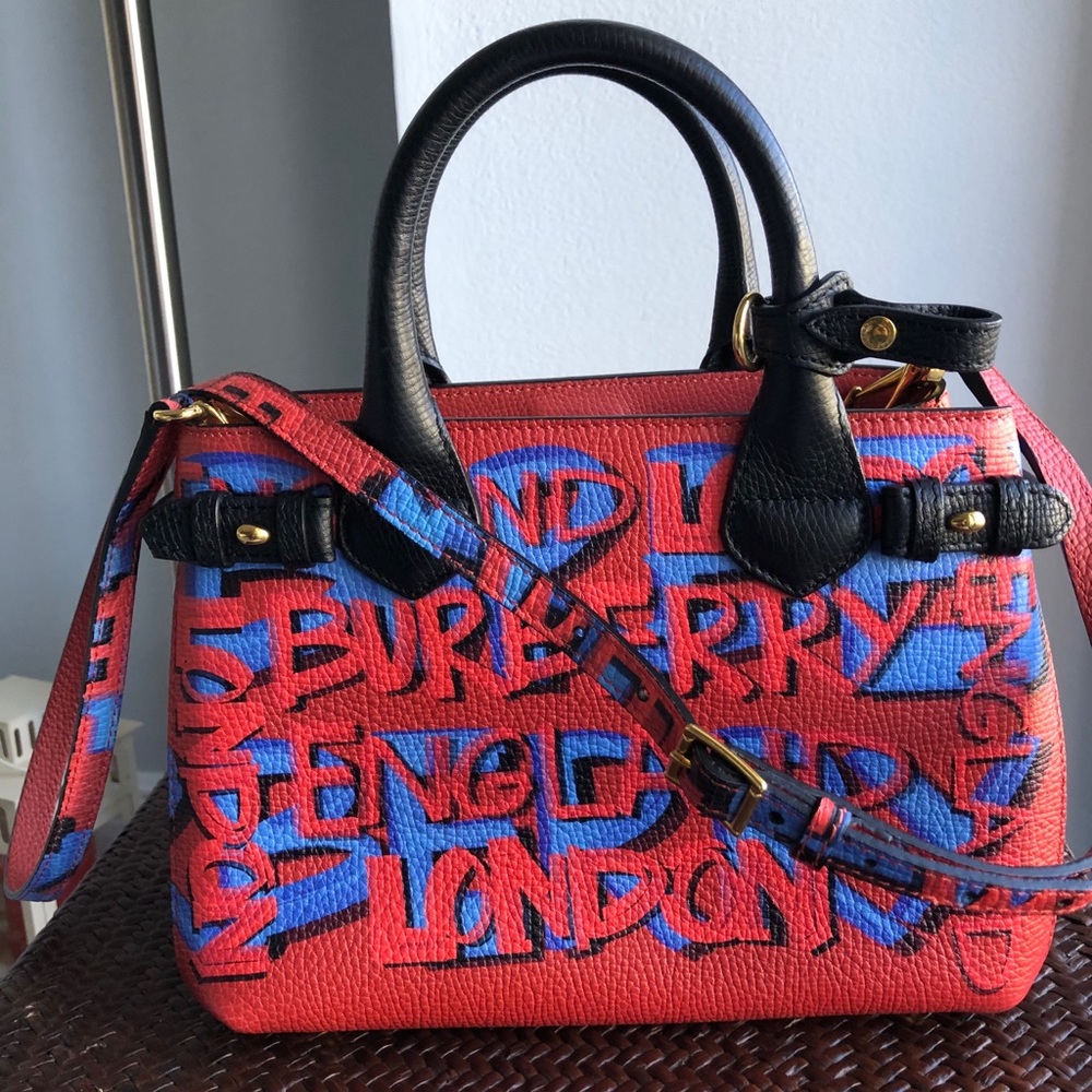 BURBERRY Small Banner in Graffiti Leather Bag